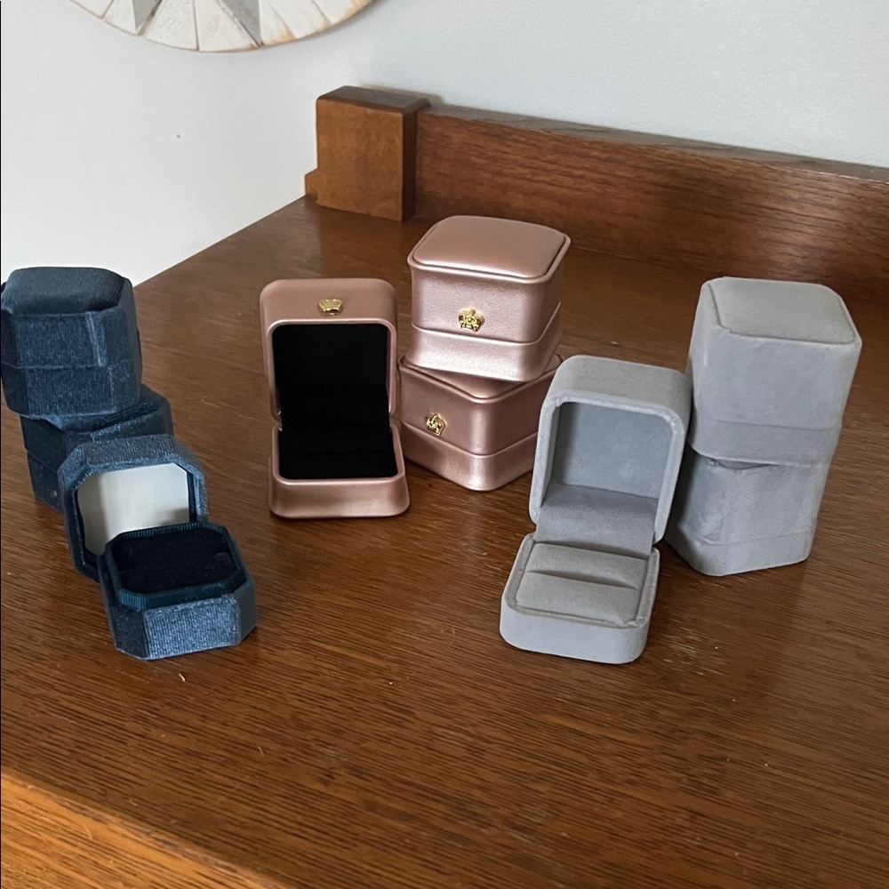 Elegant Jewelry Box Set in Blue, Rose Gold, and Gray
